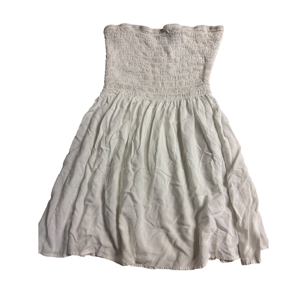 Just Quella Womens White Smocked Strapless Tube Mini Dress Size M Boho Summer
